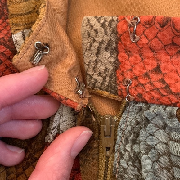 Vintage Union Made Geometric Print Maxi Shirt Ruffle Hem XXS - Picture 5 of 8